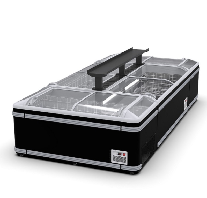 Large Capacity Sliding Glass Door Chest Island Freezer Commercial Deep Display Counter