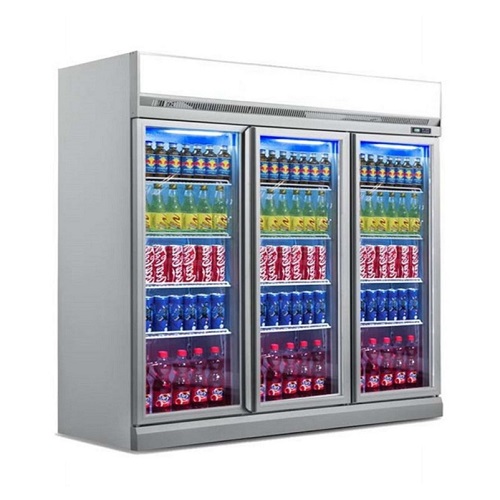 Glass door display stand vertical refrigerated display case for sale