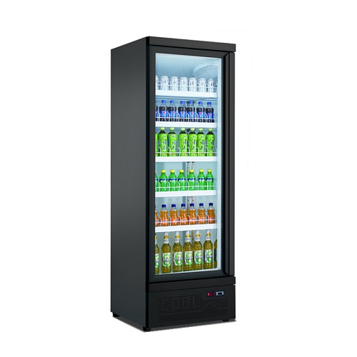 Upright Glass Door Beverage Cooler Refrigerator with Wheels Supermarket Cold Drink Display Chiller