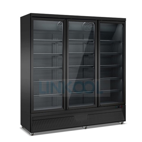 Supermarket Refrigerated Showcase Display Refrigerator Upright Glass Door Chiller