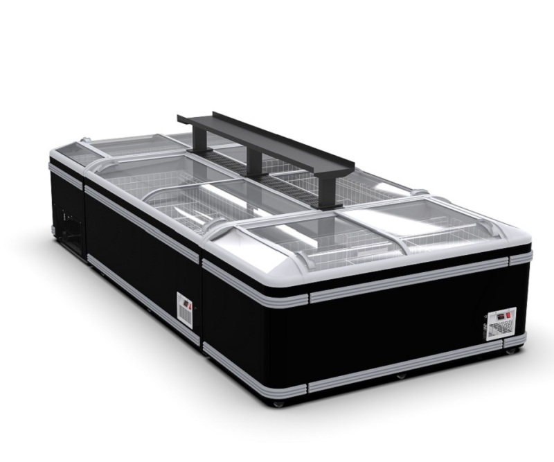 Large Capacity Sliding Glass Door Chest Island Freezer Commercial Deep Display Counter