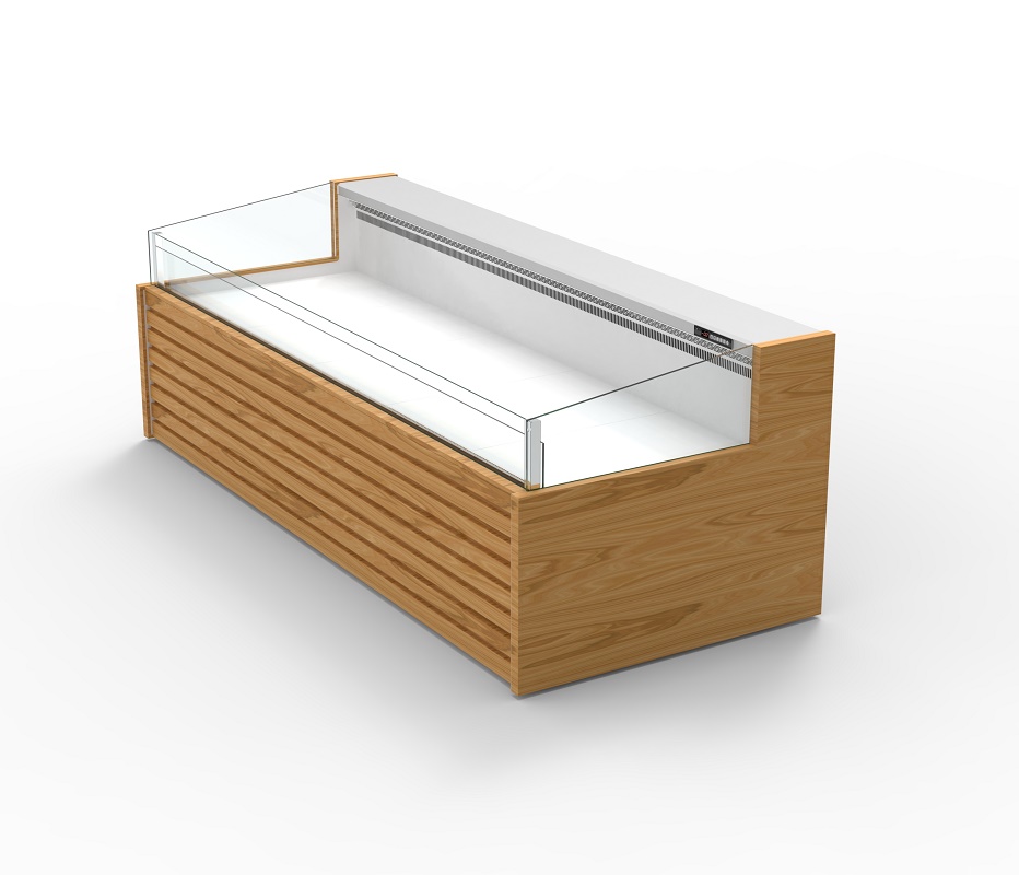 Horizontal Open Type Display Cooler Supermarket Butchery Fridge Glass Meat Chiller Display Showcase