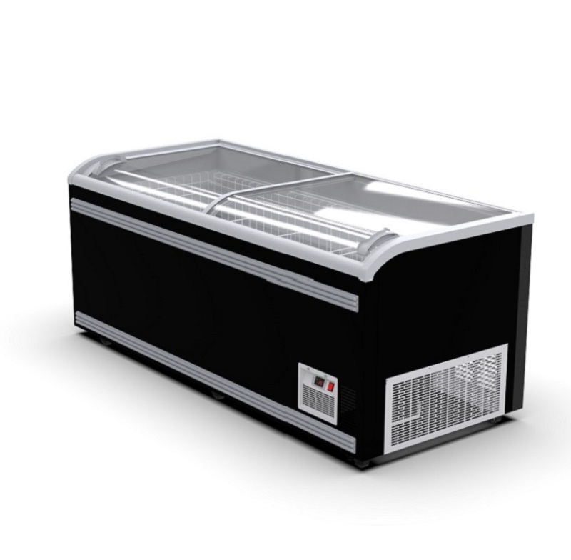Curved Glass Door Top Open Display Horizontal Deep Freezer