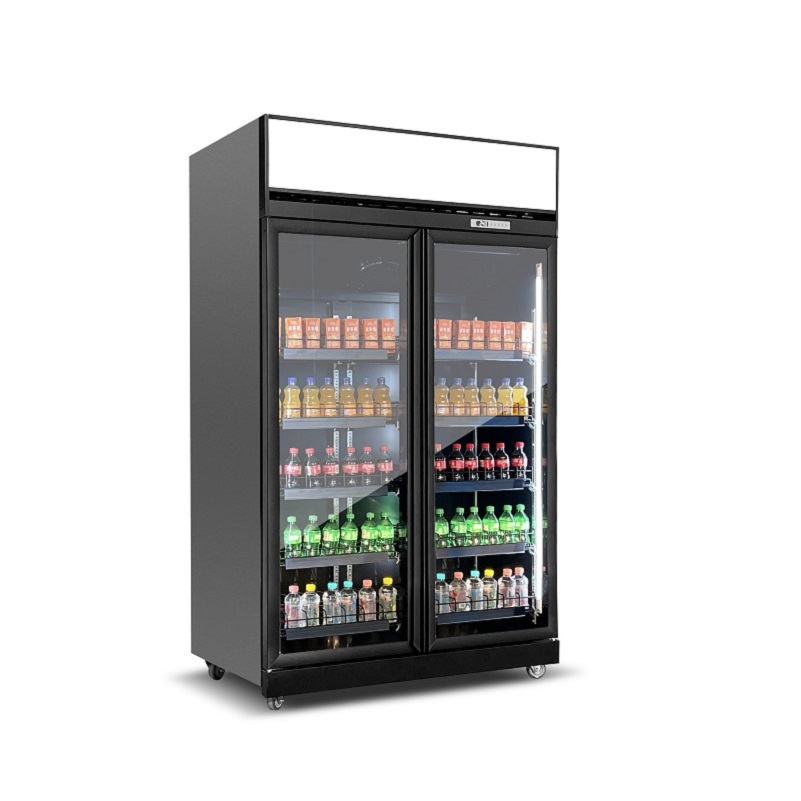 Glass Door Vertical Display Fridge Stainless Steel Wine And Beverage
