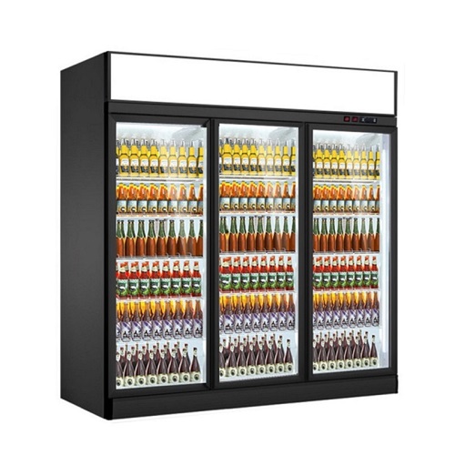 Glass door display stand vertical refrigerated display case for sale