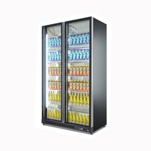 Beer Soft Drink Double Glass Fridges Upright Showcase Chiller Commercial Refrigeration Equipment