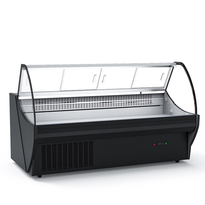 Freezer Showcase Meat Chiller Display Refrigerator Butcher Curved Glass Door Fresh Meat Display Chiller