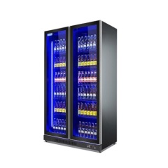 Beer Soft Drink Double Glass Fridges Upright Showcase Chiller Commercial Refrigeration Equipment
