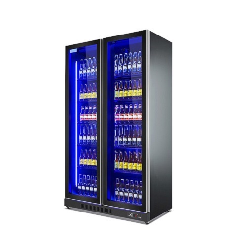Beer Soft Drink Double Glass Fridges Upright Showcase Chiller Commercial Refrigeration Equipment