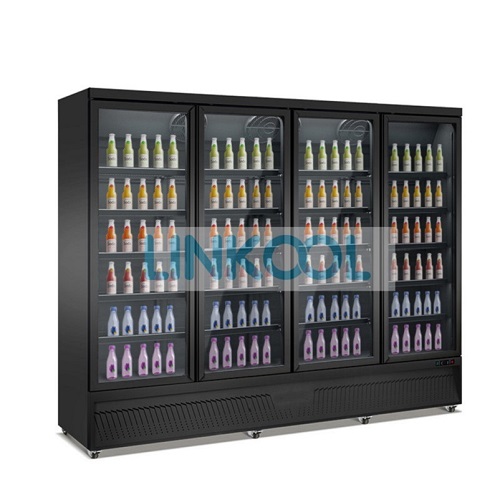 Digital Controller Glass Door Fridge Stores Upright Drink Cooler With Wheels Commercial Beverage Refrigerator