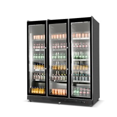 Bar Beer Can Cooler Display Freezer 3 Glass Doors Beverage Fridge Upright Refrigerated Chiller
