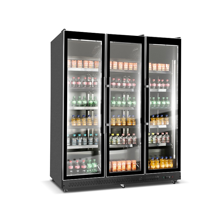 Bar Beer Can Cooler Display Freezer 3 Glass Doors Beverage Fridge Upright Refrigerated Chiller