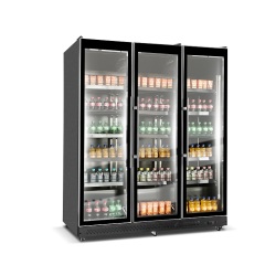 Bar Beer Can Cooler Display Freezer 3 Glass Doors Beverage Fridge Upright Refrigerated Chiller