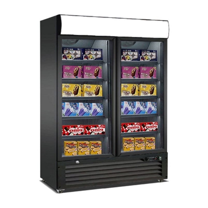 Ice Cream Frozen Food Vertical Showcase Glass Door Display Deep Upright Freezer