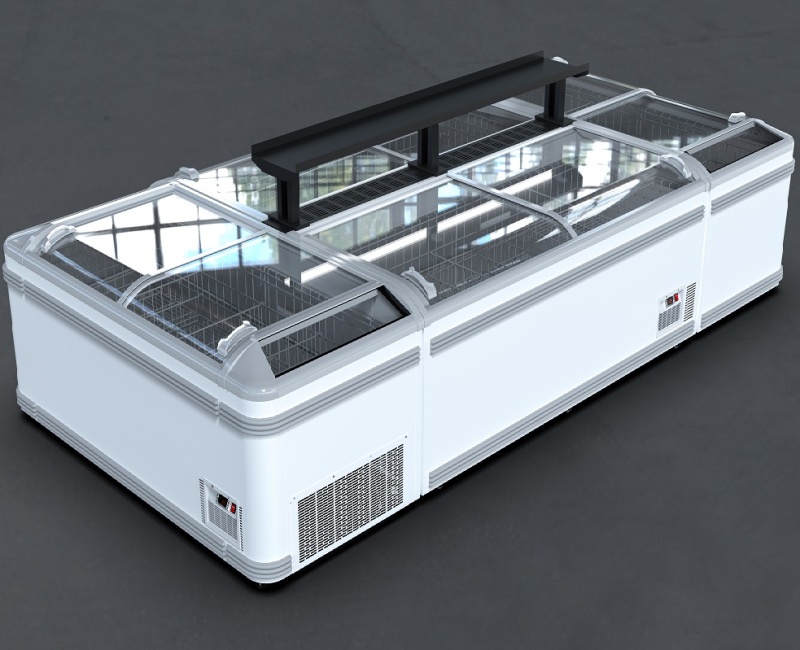 Large Capacity Sliding Glass Door Chest Island Freezer Commercial Deep Display Counter