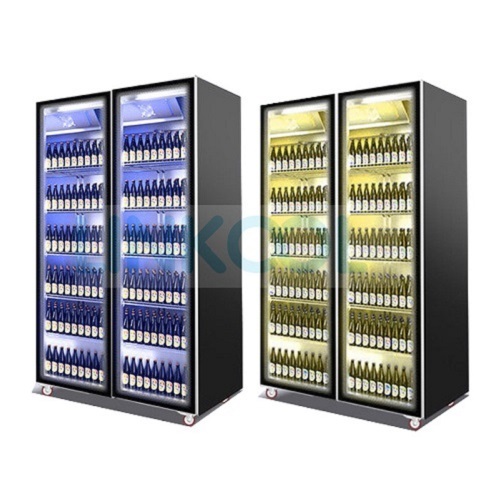 Beer Soft Drink Double Glass Fridges Upright Showcase Chiller Commercial Refrigeration Equipment