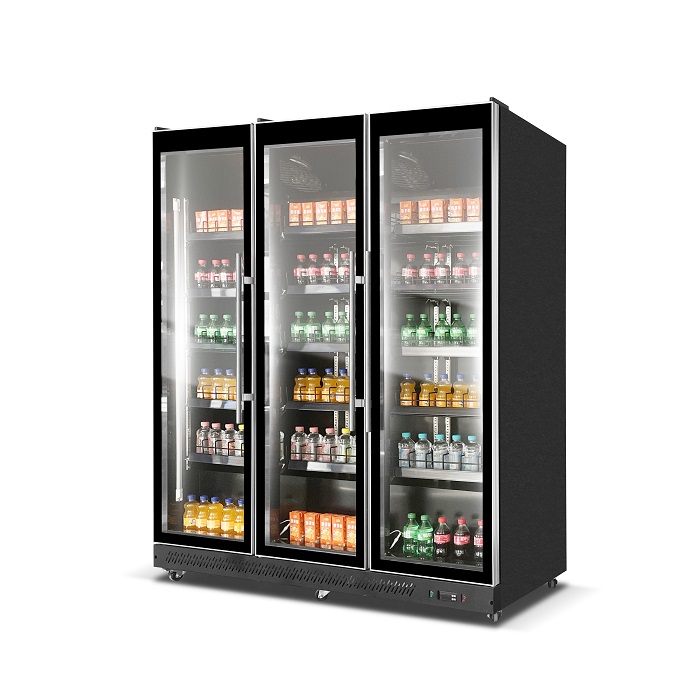Bar Beer Can Cooler Display Freezer 3 Glass Doors Beverage Fridge Upright Refrigerated Chiller