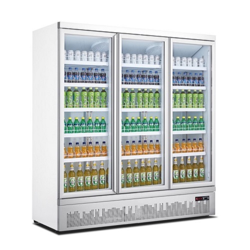 Supermarket Refrigerated Showcase Display Refrigerator Upright Glass Door Chiller