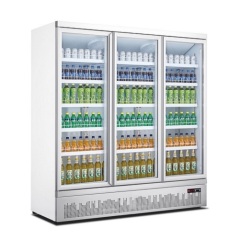 Supermarket Refrigerated Showcase Display Refrigerator Upright Glass Door Chiller