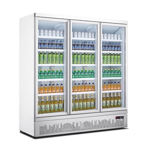 Supermarket Refrigerated Showcase Display Refrigerator Upright Glass Door Chiller