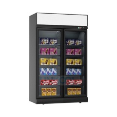 Ice Cream Food Display Cabinet Refrigerator Convenience Store Double Doors Upright Freezer