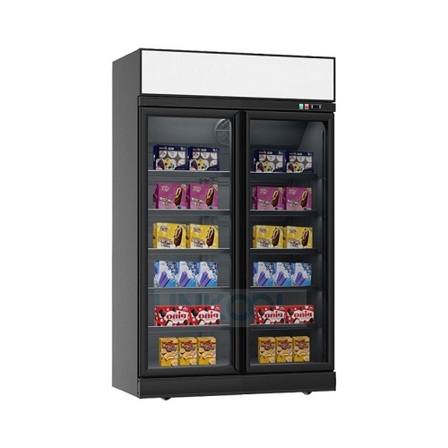 Ice Cream Food Display Cabinet Refrigerator Convenience Store Double Doors Upright Freezer