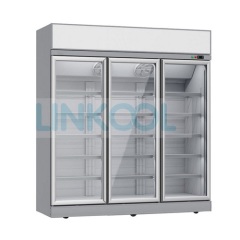 Vertical Glass Display Cooler 3 Doors Fridge Convenience Store Drink Showcase Storage Refrigerator
