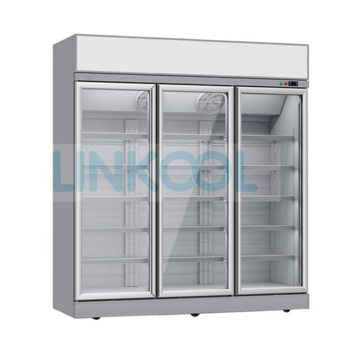Vertical Glass Display Cooler 3 Doors Fridge Convenience Store Drink Showcase Storage Refrigerator