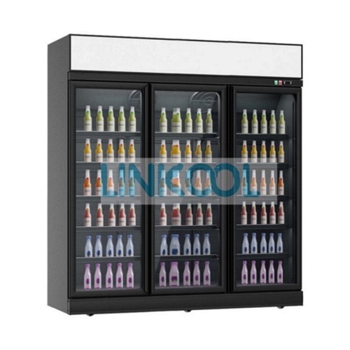 Vertical Glass Display Cooler 3 Doors Fridge Convenience Store Drink Showcase Storage Refrigerator
