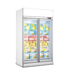 Ice Cream Food Display Cabinet Refrigerator Convenience Store Double Doors Upright Freezer