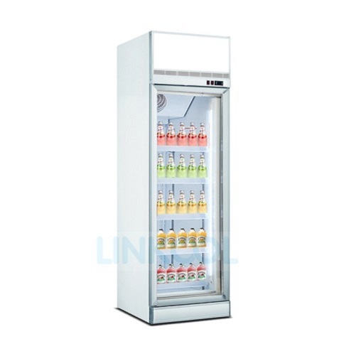 Supermarket Single Door Vertical Fan Cooling Beverage Cold Drink Refrigerator and Fridge