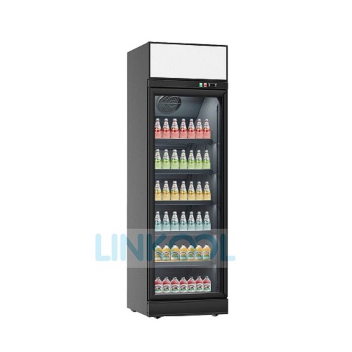 Supermarket Single Door Vertical Fan Cooling Beverage Cold Drink Refrigerator and Fridge