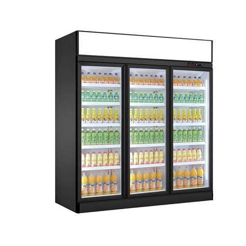 Vertical Glass Display Cooler 3 Doors Fridge Convenience Store Drink Showcase Storage Refrigerator