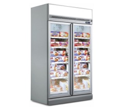 Ice Cream Food Display Cabinet Refrigerator Convenience Store Double Doors Upright Freezer