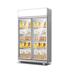 Ice Cream Food Display Cabinet Refrigerator Convenience Store Double Doors Upright Freezer