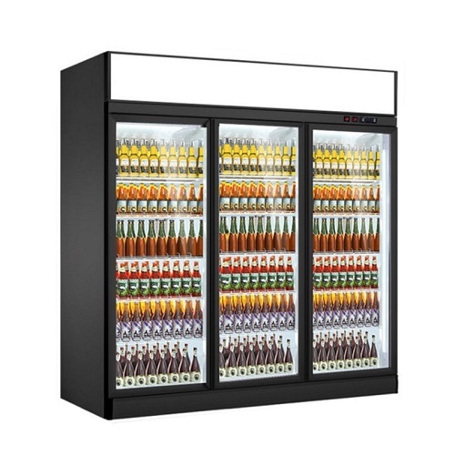 Vertical Glass Display Cooler 3 Doors Fridge Convenience Store Drink Showcase Storage Refrigerator