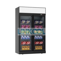 Ice Cream Food Display Cabinet Refrigerator Convenience Store Double Doors Upright Freezer