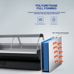 Fan Cooling Food Display Cooler Commercial Butcher Supermarket Deli Fridge Meat Showcase