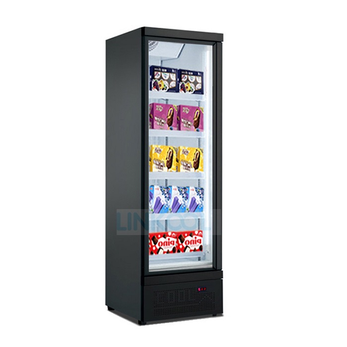 Upright Showcase Glass Door Freezer with Wheels Commercial Showcase Refrigeration Frozen Food Fridge