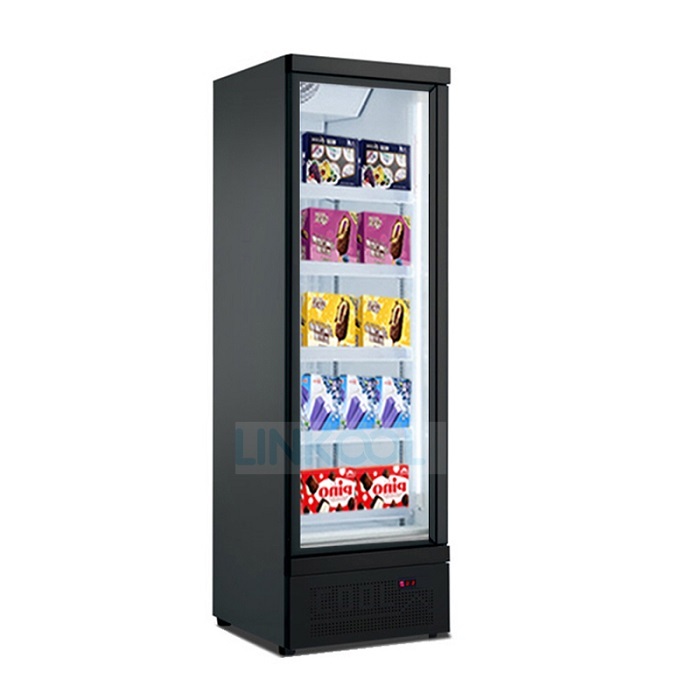 Upright Showcase Glass Door Freezer with Wheels Commercial Showcase Refrigeration Frozen Food Fridge