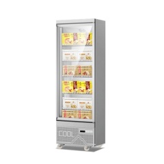 Upright Showcase Glass Door Freezer with Wheels Commercial Showcase Refrigeration Frozen Food Fridge