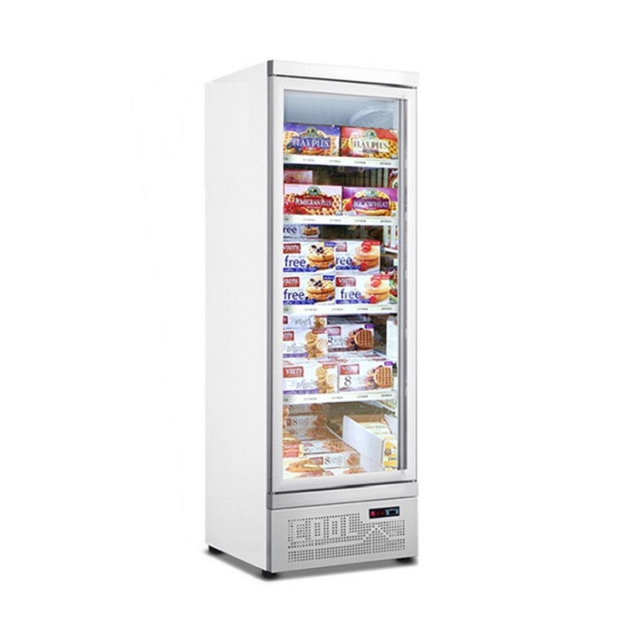 Upright Showcase Glass Door Freezer with Wheels Commercial Showcase Refrigeration Frozen Food Fridge