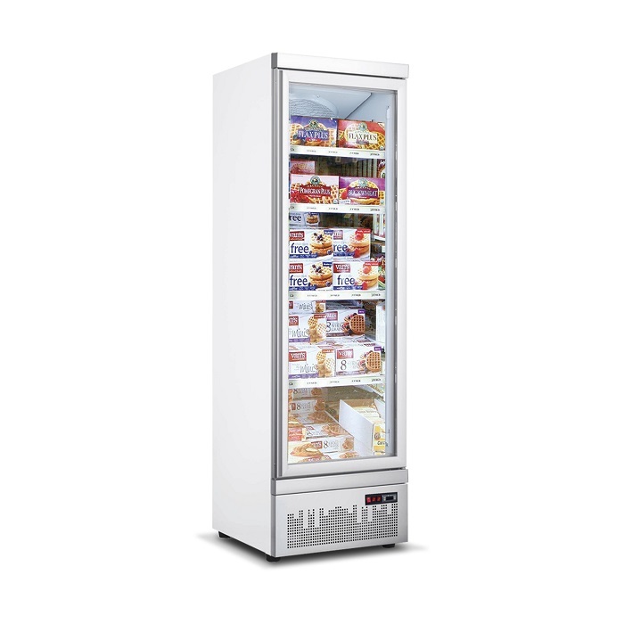 Upright Showcase Glass Door Freezer with Wheels Commercial Showcase Refrigeration Frozen Food Fridge