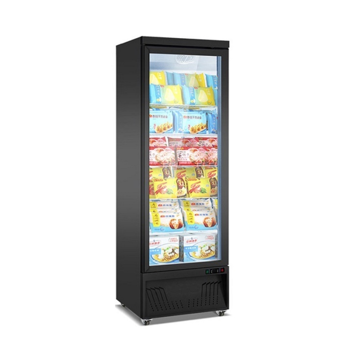 Upright Showcase Glass Door Freezer with Wheels Commercial Showcase Refrigeration Frozen Food Fridge