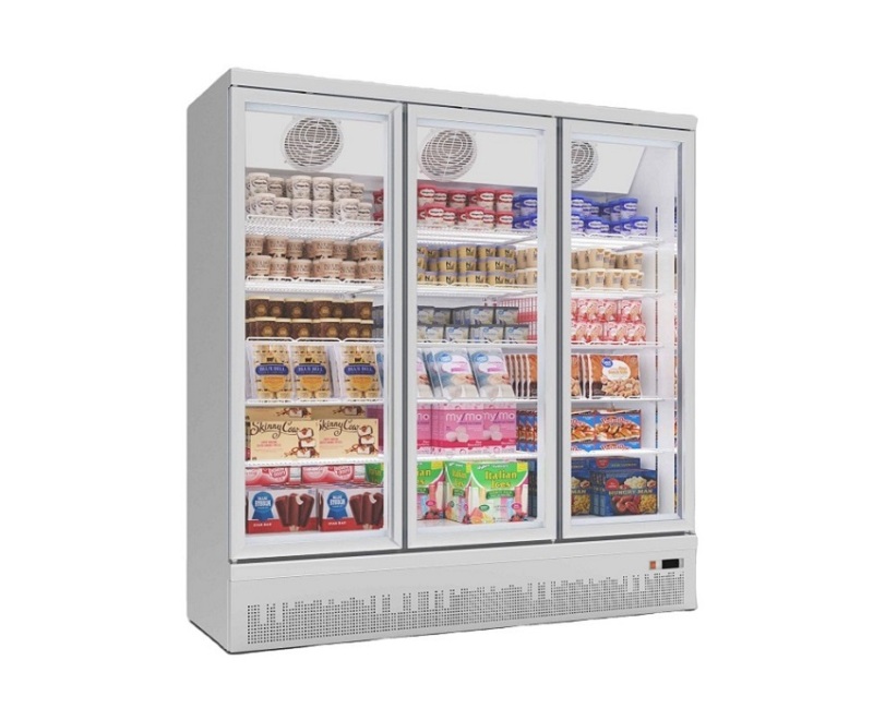 High Quality Ice Cream Vertical Deep Glass Door Display Freezer Commercial Upright Cooler
