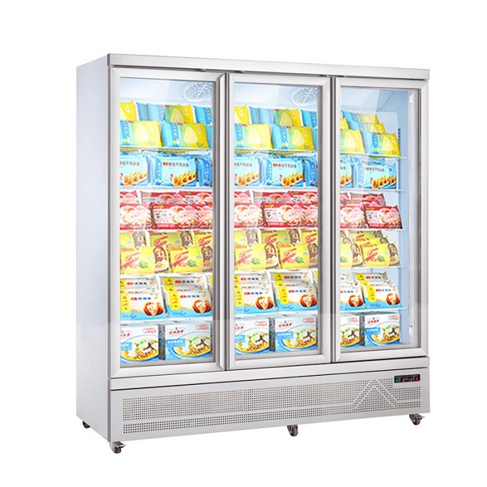 High Quality Ice Cream Vertical Deep Glass Door Display Freezer Commercial Upright Cooler