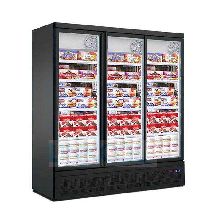 High Quality Ice Cream Vertical Deep Glass Door Display Freezer Commercial Upright Cooler