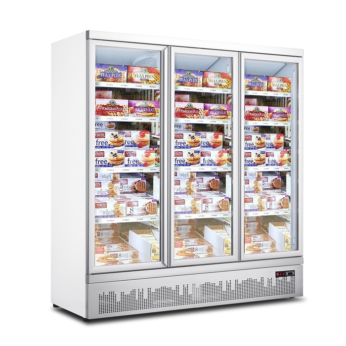High Quality Ice Cream Vertical Deep Glass Door Display Freezer Commercial Upright Cooler