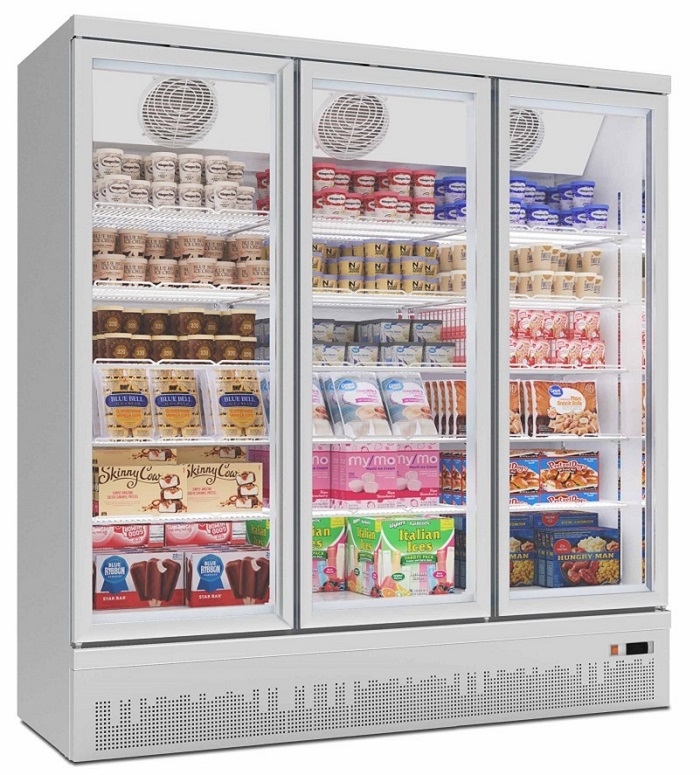 High Quality Ice Cream Vertical Deep Glass Door Display Freezer Commercial Upright Cooler