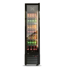 Air Cooling 220L Upright Slim Cooler Commercial Beverage Refrigerator Two Glass Door Fridge